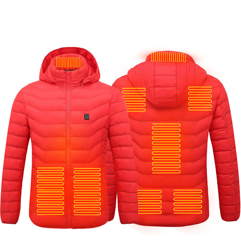 Men Heated Puffer Electric Jacket Coat Insulated Hood Windbreaker 9Heat Zones