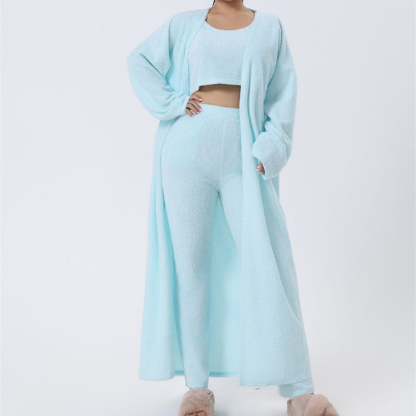 Cozy Pajama Set, 3 Piece Lounge Set, Cute Loungewear, Warm Suit, Matching Lounge Set, Women Winter Dress