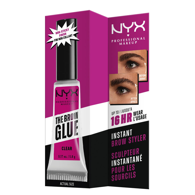 NYX Professional Makeup Brow Glue, Extreme Hold Eyebrow Gel, Clear