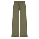 Spring new low waist personality pocket wide leg pull rope bundle feet two shuttle woven pants