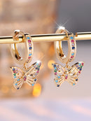 Fashion afloire color diamond hollow butterfly ear le delicate all ing all ing earrings female