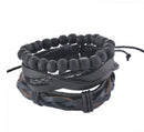 Men Women's Leather Multilayer Bead Bracelet Punk Wrap Bracelets