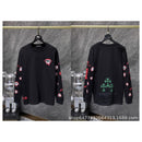 Tide CH correct edition Krosanskrit letters Blue Cross Arm Horseshoe Embroidery Long sleeve T