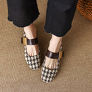33-43 plaid Mary Jane shoes, round-toe low-heeled single shoes for women