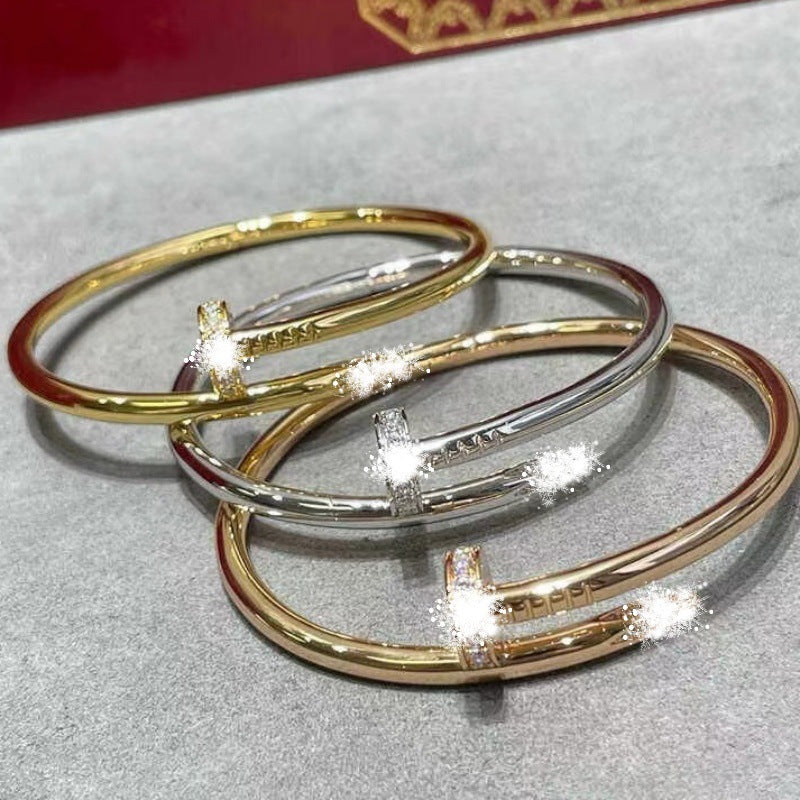 Women's Nail Bracelet Starry Sky Star thick electroplated 8K rose gold fashionable couple bracelet