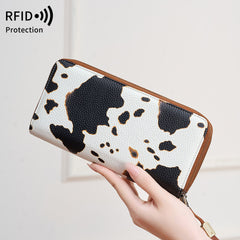 RFID anti-theft swiping ladies' wallet, double zipper organ card case, large capacity clutch