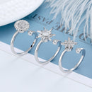 Creative 3-piece set of rotating rings for men, women, adjustable zircon flower stress-relieving rings