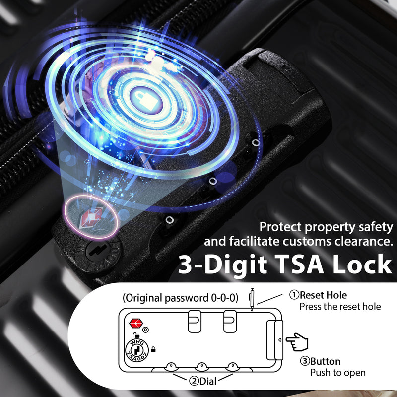 3 Piece Set Hard Shell Suitcases With Wheels, Light Expandable With TSA Lock, Carry-On, 20 Inches, 24 Inches, 28 Inches