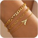 New fashionable and versatile 26-letter bracelet plated with 14K gold, light luxury, stackable bracelet jewelry for women