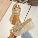 Solid-colored wedge heel women's sponge cake casual fish-mouth flip-flops