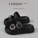 Summer thick-soled ss, women's outerwear, new -style fashionable buttoned flat sandals