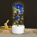 2 In 1 Rose Flowers LED Light Bluetooth-compatible Speaker Luminous Night Ornament Glass Cover Light