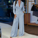 Women's romper Fall new fashion lapel casual solid color romper