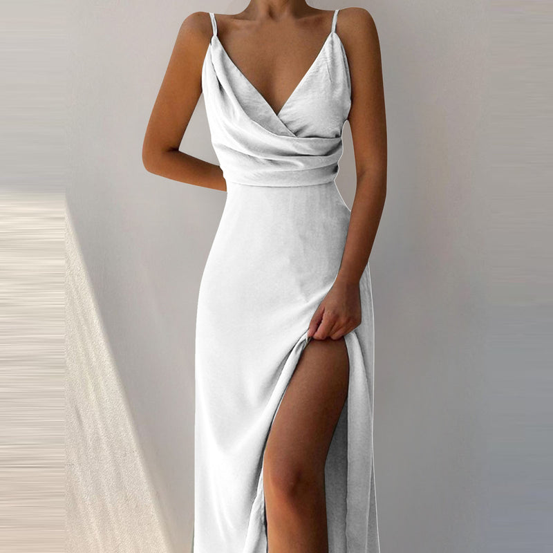 V-neck Slit Sling Dress Summer Fashion Sexy Slim Suspender Dresses For Women
