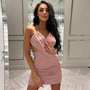 Women's autumn new fashion sexy bare back pleats with strapless strap dress