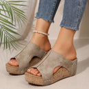 Women's Large-sized wedge heel sandals, thick-soled fish-mouth Roman sandals