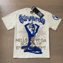 Beauty tide Hell star the same vintage printed top men's and women's casual T-shirt