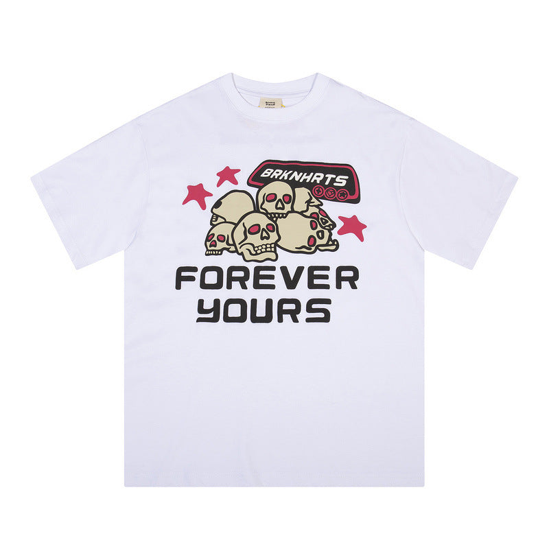 American fashion foaming couple short sleeve loose men and women T-shirt
