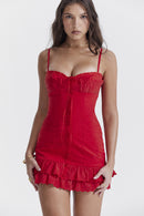 Fashion sexy multi-button lace halter dress