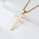 Gender-neutral style beveled cross pendant