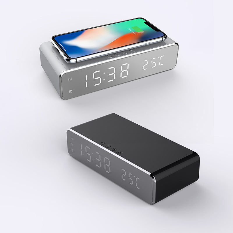 LED Electric Alarm Clock With Wireless Charger Desktop Digital Despertador Thermometer