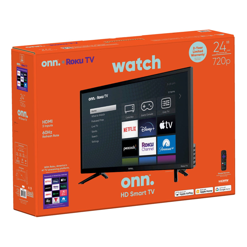 onn. 24” Class HD (720P) LED Roku Smart Television (100012590)