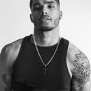 Stainless steel Cuban chain cross pendant necklace