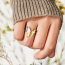 Sterling Silver Flying Butterfly electroplated color separation ring female simple fashion food ring