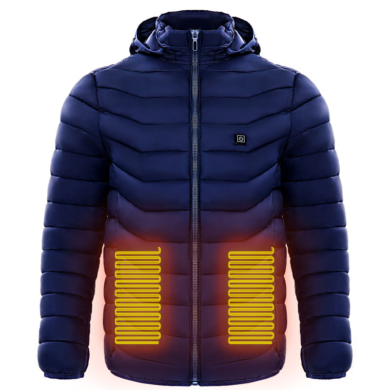 Men Heated Puffer Electric Jacket Coat Insulated Hood Windbreaker 9Heat Zones