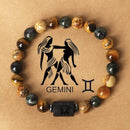 Fashionable natural stone beaded bracelets of the 12 zodiac signs, tiger's eye stone crystal bracelets and banges