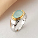 A retro gold-plated two-color cat's eye stone ring, fashionable jewelry, niche and high-end ring