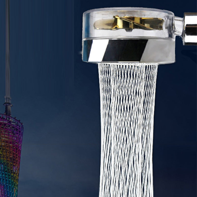 Propeller Driven Shower Head With Stop Button Cotton Filter Turbocharged High Pressure Hand-held Shower Nozzle