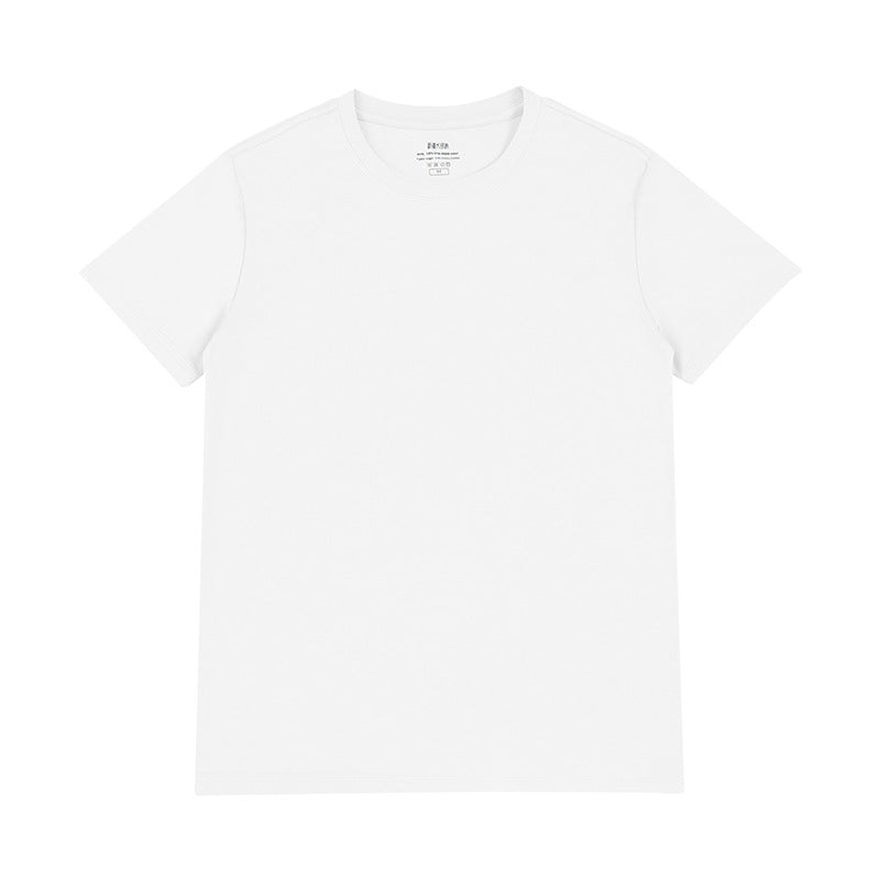 Light luxury 50 cool Xinjiang long cashmere pure cotton pima three needles ice silk all white T horse cotton men's short sleeve T-shirt