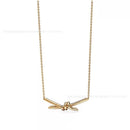 T home high version kinky necklace female 18K gold plated diamond bow pendant clavicle chain