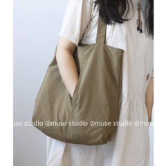 Ladies' shopping solid-color casual backpack, large-capacity nylon fabric single-shoulder bag