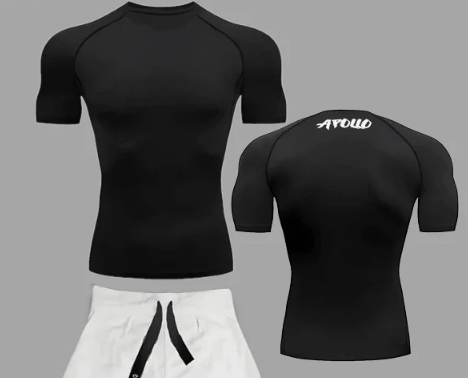 Men's Fitness training sports running breathable quick drying shot sleeve T-shirt