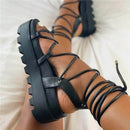 Strappy flat, trendy, matte, thick-soled sandals