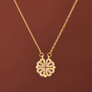 Warm edition heart folding necklace women's clavicle chain simple four-leaf clover deformable lucky grass love
