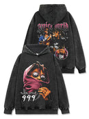 American vintage printed short sleeve T-shirt loose casual heavy round neck hoodie men