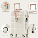 4-piece Suitcase Set With USB Port, Expandable ABS Durable Suitcase, Travel Bag, Cup Holder, Spinner Wheels