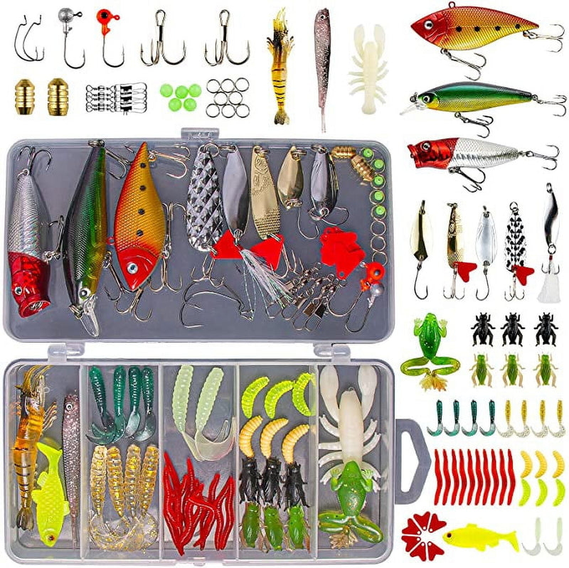 GOANDO Fishing Lures Kit for Freshwater Bait Tackle Kit for Bass Trout