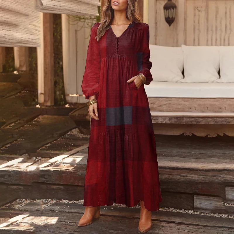 Bohemian Shirt Dress Women's Maxi Sundress ZANZEA 2023 Spring Elegant Casual V Neck Ruflle Vestido Female Long Sleeve Tunic Robe