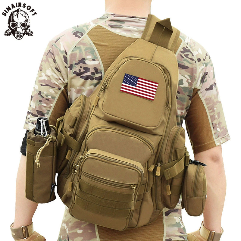 Tactical Sling Bag 14" Laptop Waterproof Molle Travel Backpack Camping Hiking Hunting Sport Sports Bags Rucksack 20-35L