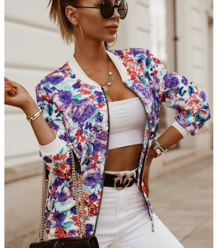 Winter Slim Long-sleeved Printed Short Jacket