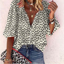 Women's V-neck Floral Print Long-sleeved Plus-size Shirt
