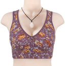 Women's Cotton Front Closure Wire Free Underwear Comfortable Bright Flowers Bra