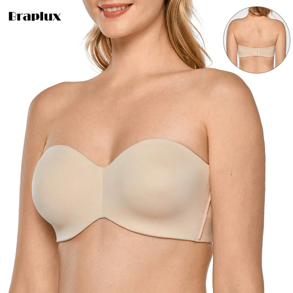 44 White Anti Slip Strapless Plus Size Big Busted Size Bras For Women