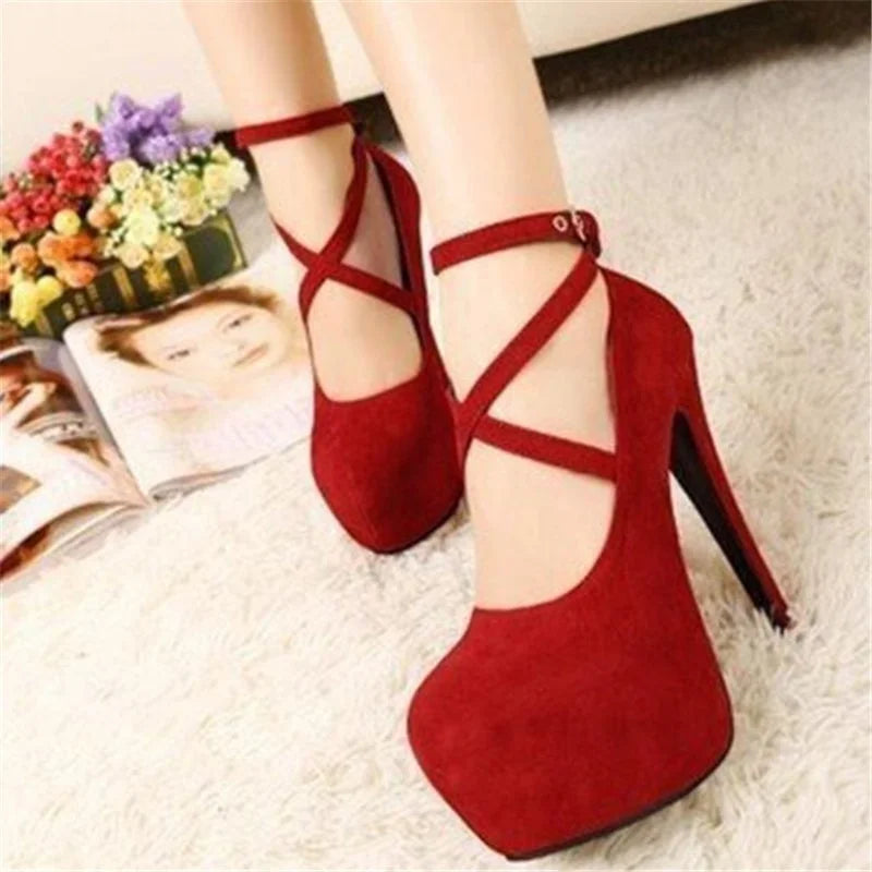 Red Black Black High Heel Stiletto Ladies Dress Pumps Fashion  Party Platform Sandals Women's Scarpins Shoes