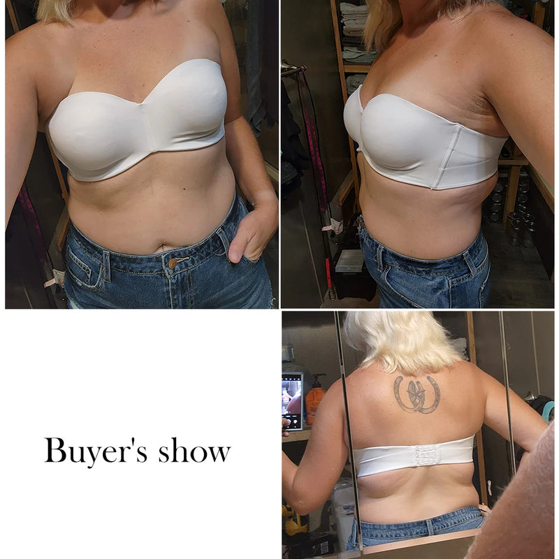 44 White Anti Slip Strapless Plus Size Big Busted Size Bras For Women