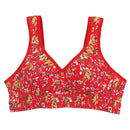 Women's Cotton Front Closure Wire Free Underwear Comfortable Bright Flowers Bra